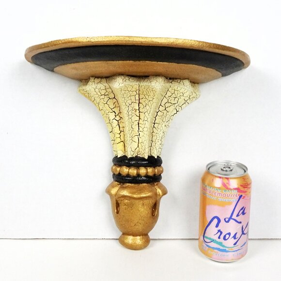 Vintage Pier 1 Gold Gilded Crackled Wall Scone Shelf Distressed Half Circle 10" - Picture 4 of 6